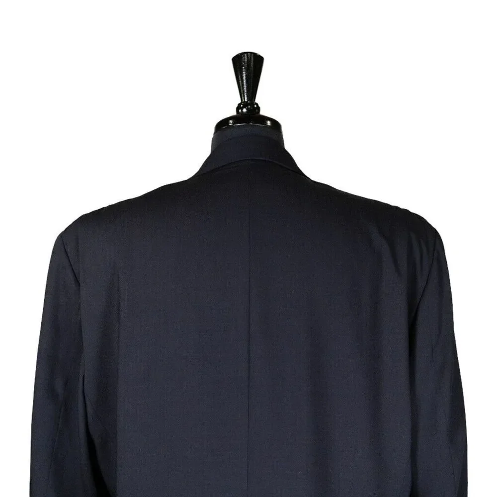 Ralph Lauren Mens Blazer Blue Wool 3 Button Lined Suit Jacket Sport Coat 44R